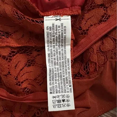 Endless Rose Rust Brown Lace Open Back Flare Sleeve Bodysuit Size XS