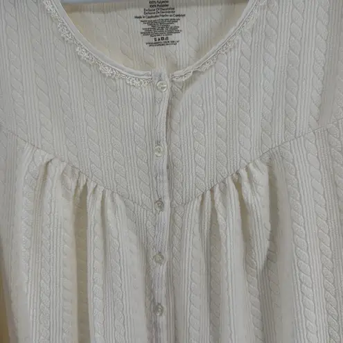 Women's Cream Cable Knit Pajama nightgown long Simply Basic 3X plus size cozy