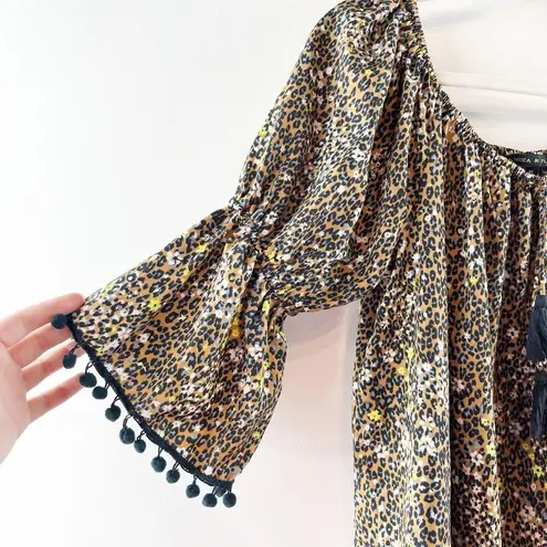 America & Beyond 3/4 Sleeve Leopard Print Mini Dress Brown Black XL