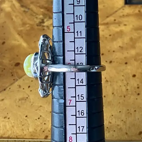 Natural Connemara Marble Sterling Silver Celtic Ring Size 6