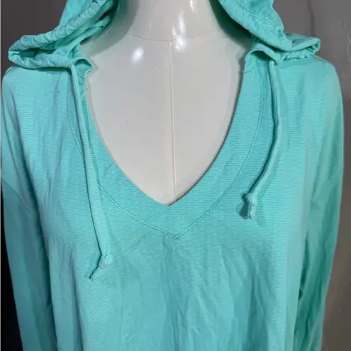 L.L.Bean Women’s Lightweight Hooded Pullover Long Sleeve Top Seafoam Aqua large Green