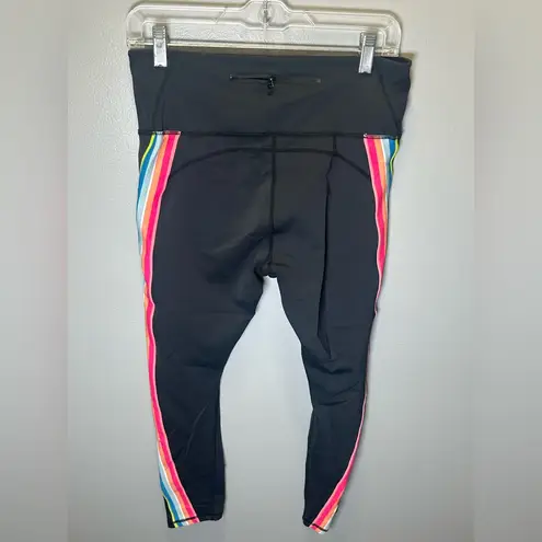 IVL Collective Women's High Waisted Rainbow Striped Leggings Size 10 Black