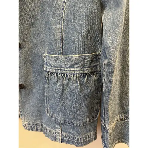 J Jill Jacket Out of The Blue Denim Blazer Chore coat Cotton Blend Small EUC