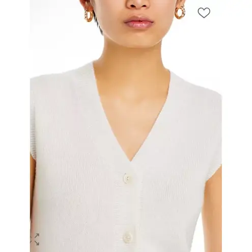 C by Bloomingdale's Cashmere Buttoned Vest Ivory Cardigan Size XS