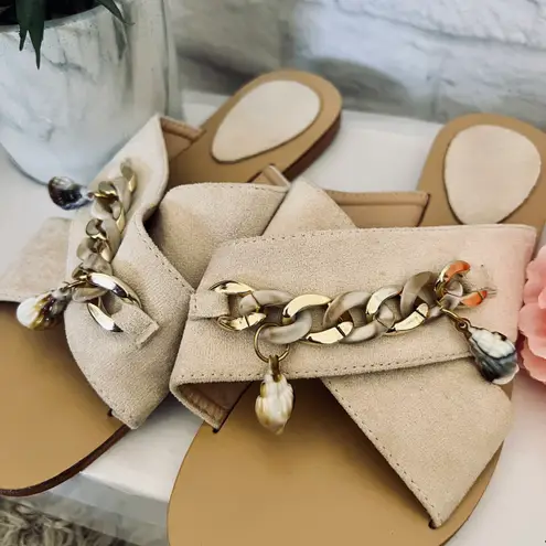 Boutique Faux Suede Chain Sandals