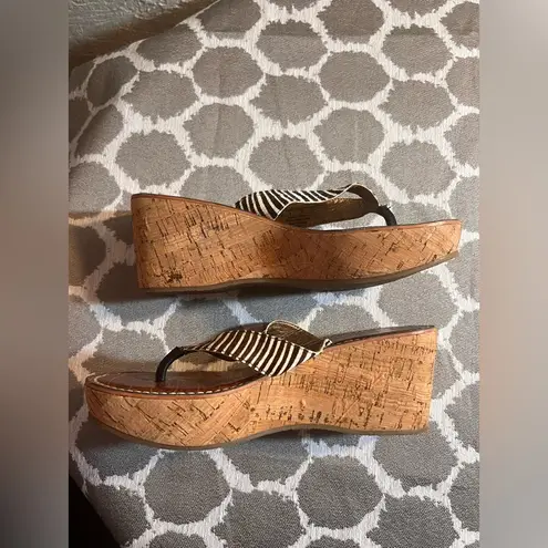 Sam Edelman  Wedge Calf Hair Zebra Brown and Black Striped Women's Sandals