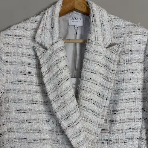 MISA Los Angeles Penny Tweed Blazer Jacket Women's XS Winter White Career NWT