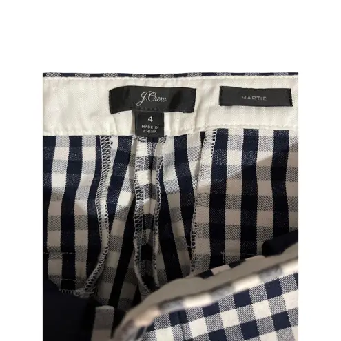 J.Crew Martie Navy Gingham Slim Fit Ankle Pants Size 4 Cotton Stretch Blue