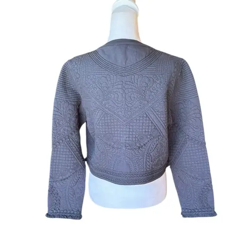 Soft Surroundings Quilted Jacket Slate Blue Gray Open Front Womens Medium NWT