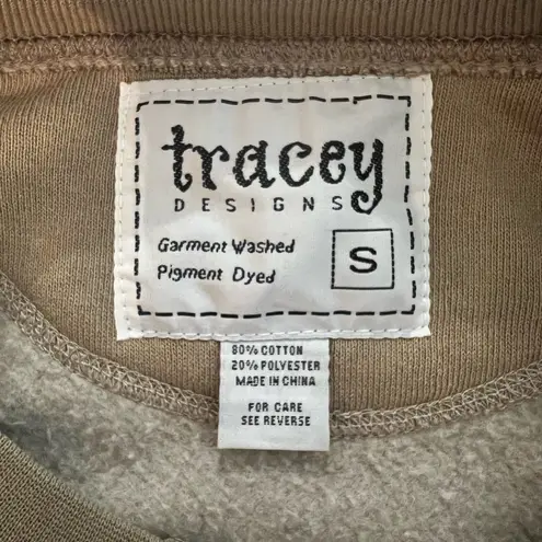 Vintage Tan Sweatshirt Cardigan Button Front Dog Bones Paw Print Size Small Boxy