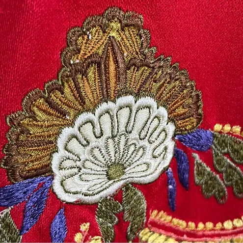 Women’s Allure Vintage Embroidered Floral Patterned Jacket Red Size XL