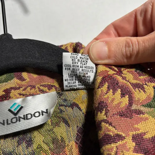 Erin London Vintage Floral Tapestry Button Down Jacket M Art Boho SEE Retro VTG Yellow Size M