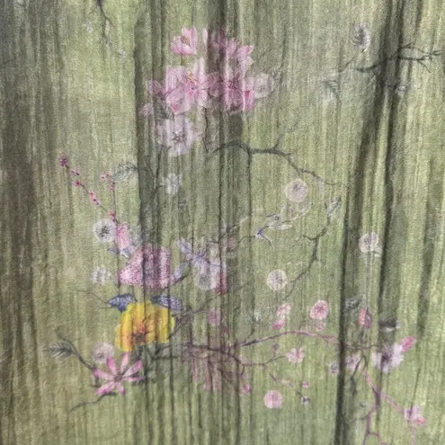 Free People Found Floral Moss Button Down Camp Shirt Olive Green Large Unisex