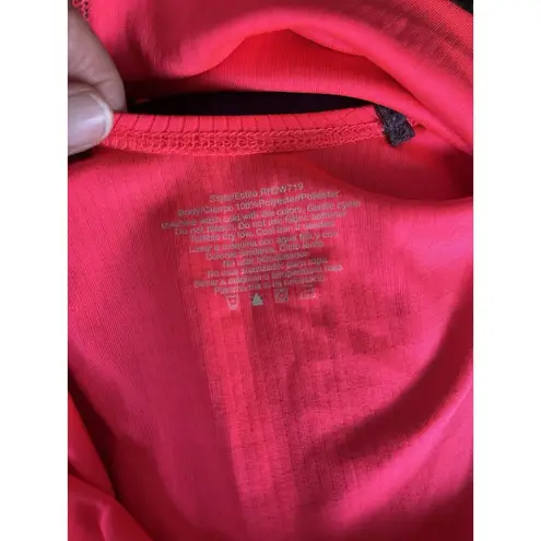 Avia hot pink scoop neck strappy gray marbled racerback ribbed tank top size L