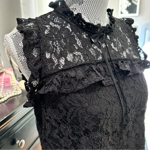 Ambiance Black Lace Mock Neck Date Night Top Large