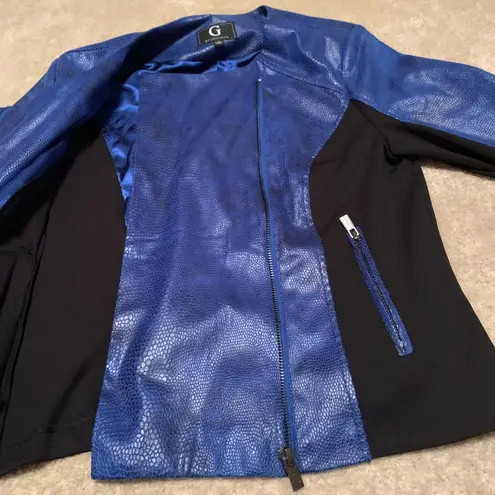 G by Giuliana Two Tone Moto Jacket Blue/Black Size Small NWT