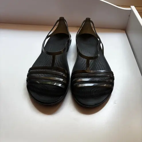 Crocs  Isabella Strappy Women's Size 10 Black Jelly‎ Strap Sandals Shoes Slip Ons