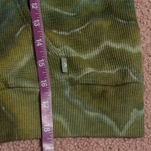 TNA Small Tie Dye Hoodie Thermal Waffle Knit Ice Dye Geo Stretch Stretchy Hippie Green