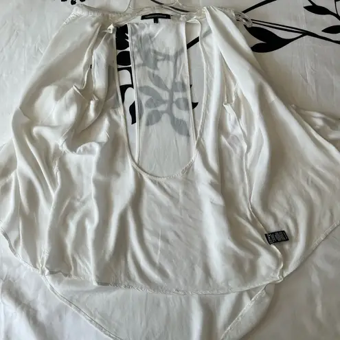 Foreign Exchange Cold Shoulder Button Front Top