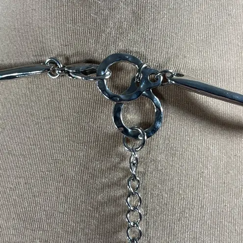 Collar Statement Necklace Hammered Silver Tone Rigid Bars Modern