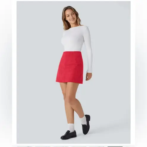 Halara NWT High Waisted 2-in-1 A Line Mini Corduroy Casual Skirt size L. Lined