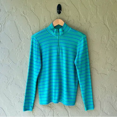L.L. Bean Women's Small Green & Blue Multi Long Sleeves Mock High Neck Pullover Size M