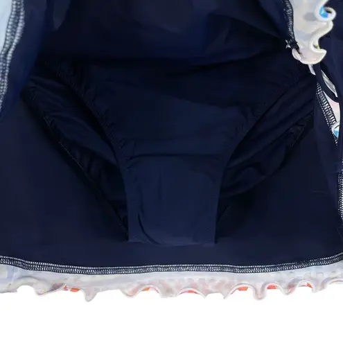 Profile by Gottex Palm Springs SZ 14 Swim Skirt Side Slit Ruffled UPF 50+ Blue