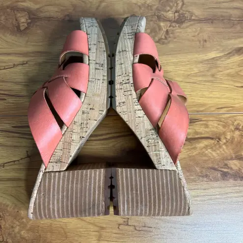 Kork-Ease Charis Size 9 Leather Woven Platform Block Heel Sandals Orange Kerela