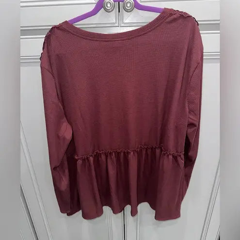 Torrid  Plus Size Knit V Neck Lace Inset Long Sleeve Babydoll top size 2X