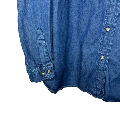 Cabin creek Embroidered Cat Denim Long Sleeve Button Down Shirt 22W