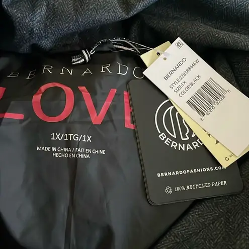 Bernardo NWT Anthropologie Wrap Puffer Jacket Plus Size 1X Black Belted Coat