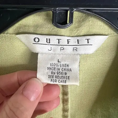 JPR Outfit 100% Linen Lightweight Single Breasted Jacket Blazer Size Large Green