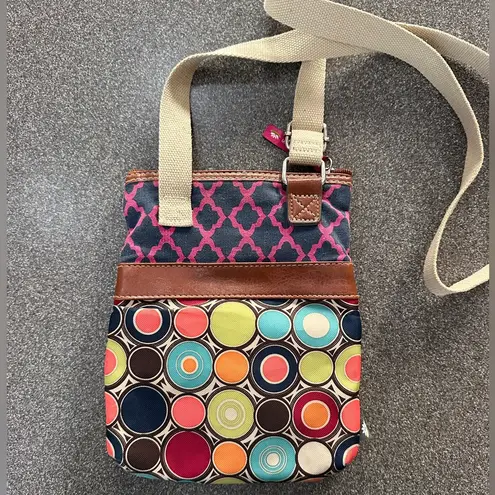 Lily bloom Multi Section Mini Crossbody Bag Purse Multi Print Bright Colors