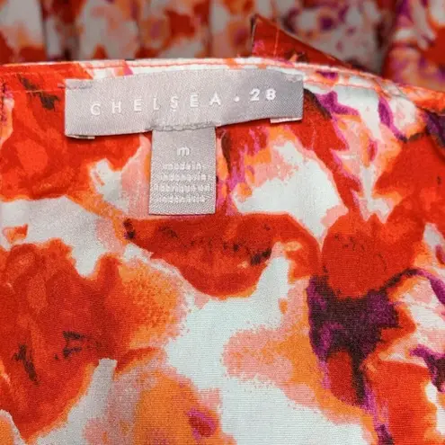 Chelsea28 Fit & Flare Cotton Minidress in Orange Blue Blushed Blooms Medium