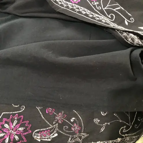 Amanda Smith Vintage 90s y2k floral embroidered black pink skirt waist 38”