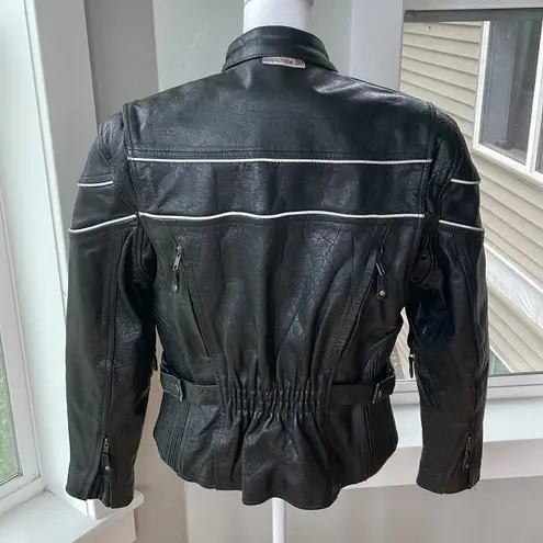 Vintage Jamin Leather Black Leather Motorcyle Jacket Reflective Trim Sz M Size M