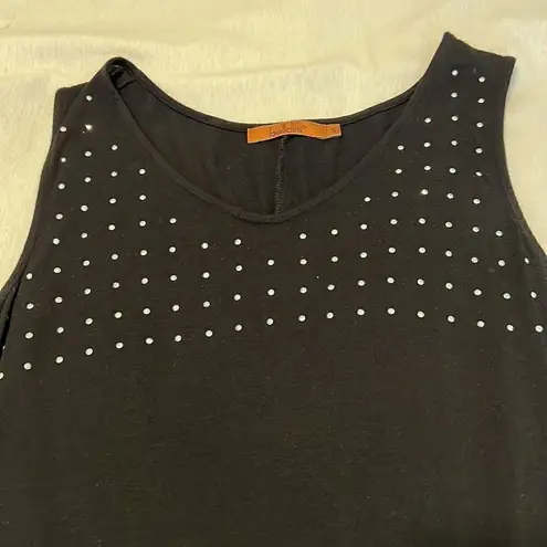 Belliniâsize SÂ black tunic with silverâembellishmentsâdrapeyâsharkâbitâhemâEUC Black