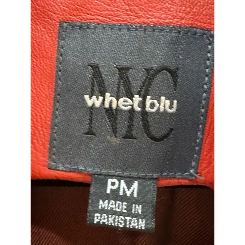 Whet Blu Leather Jacket Womens Size Medium Petite Red Zip Up