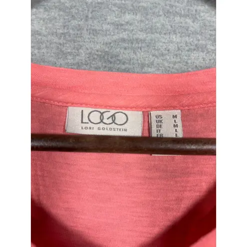 LOGO By Lori Goldstein LOGO Lori Goldstein Coral Top Womens M 3/4 Sleeve Tie Dye Ruffle Back