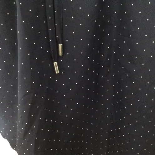 Maison Jules Mandarin Collar Blue & White Micro Polka Dot Shift Dress