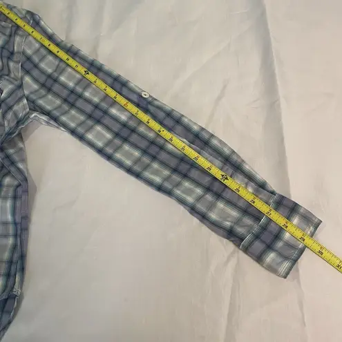 Ridgecut Womans Shirt Roll Tab Sleeve Toughwear Top Sz M Periwinkle Green Plaid Blue