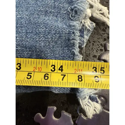 Mother The Insider Crop Step Chew in Dancing on Coals Distressed Blue Jeans Sz26 Size 26