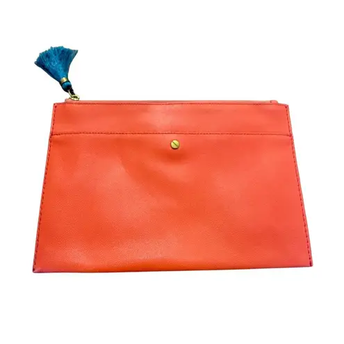 J.Crew Italian leather tassel pouch fiery red