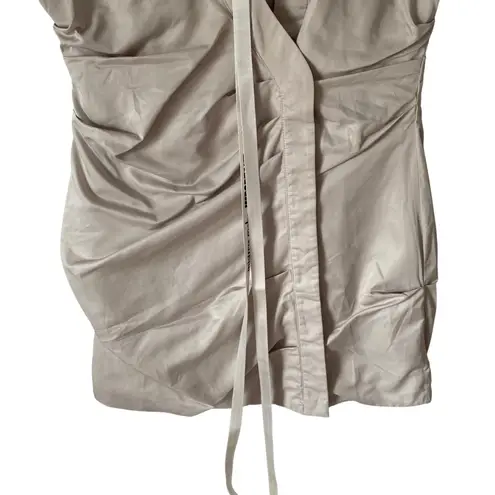 Mistress Rocks House of CB Twill Next Time Tan Structured Shirt Mini Dress small