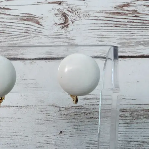 Vintage Clip On Earrings Off White Just Over 0.5"