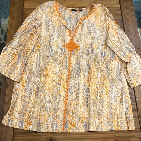 Westbound  Embroidered Cotton Print Tunic Coverup S