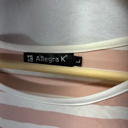 Allegra K Pink Relaxed Fit 3/4 Sleeve Tee