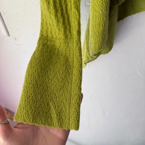 Pointella 100% Cashmere Cardigan Green Ruffle Tie Front Fairycore Sweater Sz S