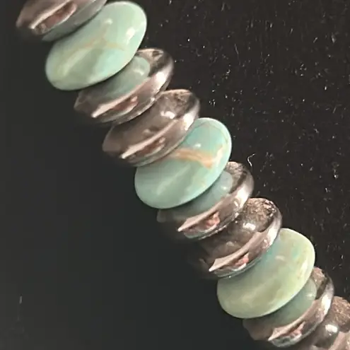 New Hand Crafted Hematite and Howlite Bead Necklace with Peace Sign Pendent Blue