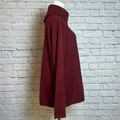 Briggs New York Briggs Burgundy Cowl Neck Sweater XL Women's Pullover with Button Detail